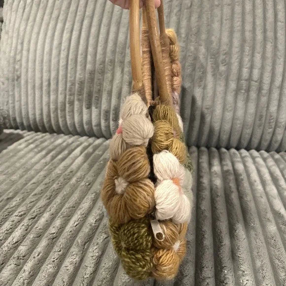 JP & Mattie Handbag Purse Quilt Crochet Vintage Boho Bamboo Handles Multicolor - Picture 4 of 14